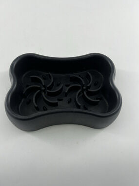 Silicone Slow Feeder Dog Bowl Black Bone Pattern | Food-Grade Non-Slip Dog Dish